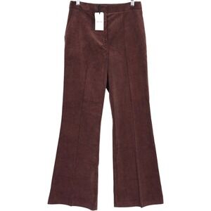 Iris & Ink Women's Corduroy Flared Trouser Pants Size 10 Chocolate Brown Casual